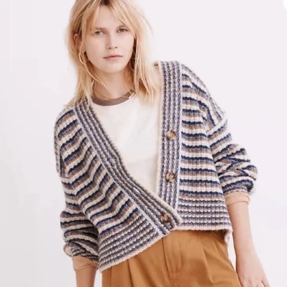 Madewell Waller Stripe Crop Cardigan
